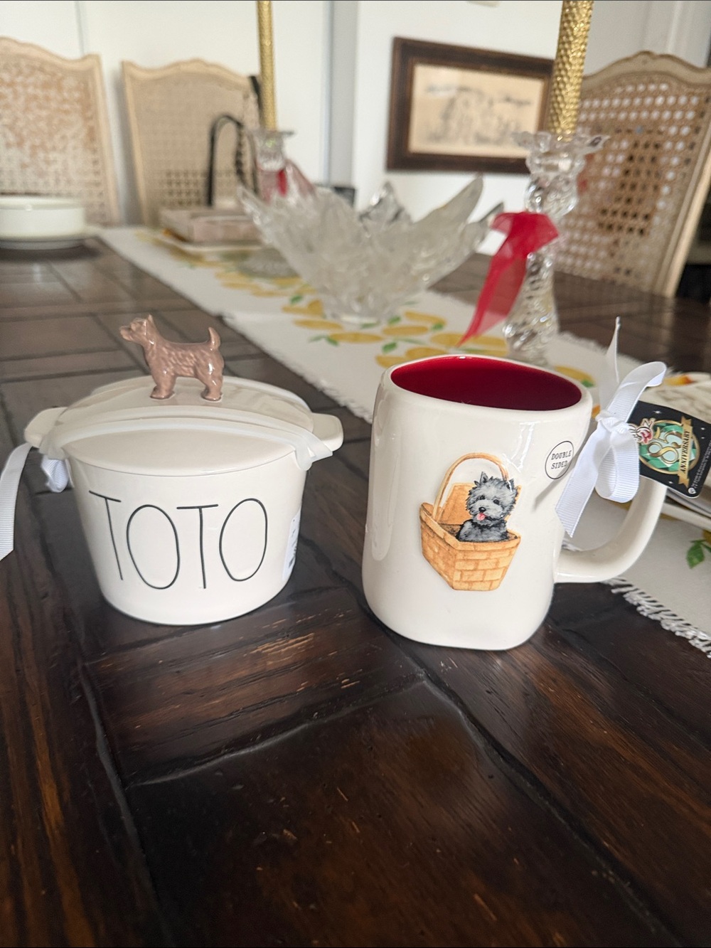 Rae Dunn & Wizard of Oz Toto White/Red/Black Ceramic Canister & Dog Mug Set